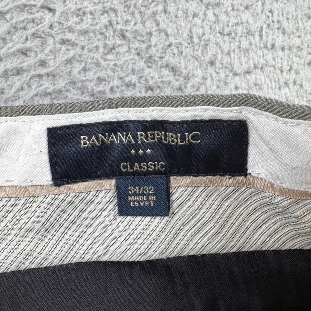 Banana‎ Republic Classic Fit Herringbone Dress Pants Mens 34x32 Taupe Gray Gray